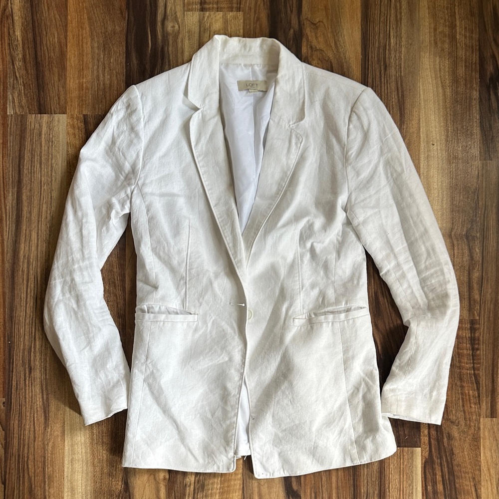 White Linen Blazer Size 2
